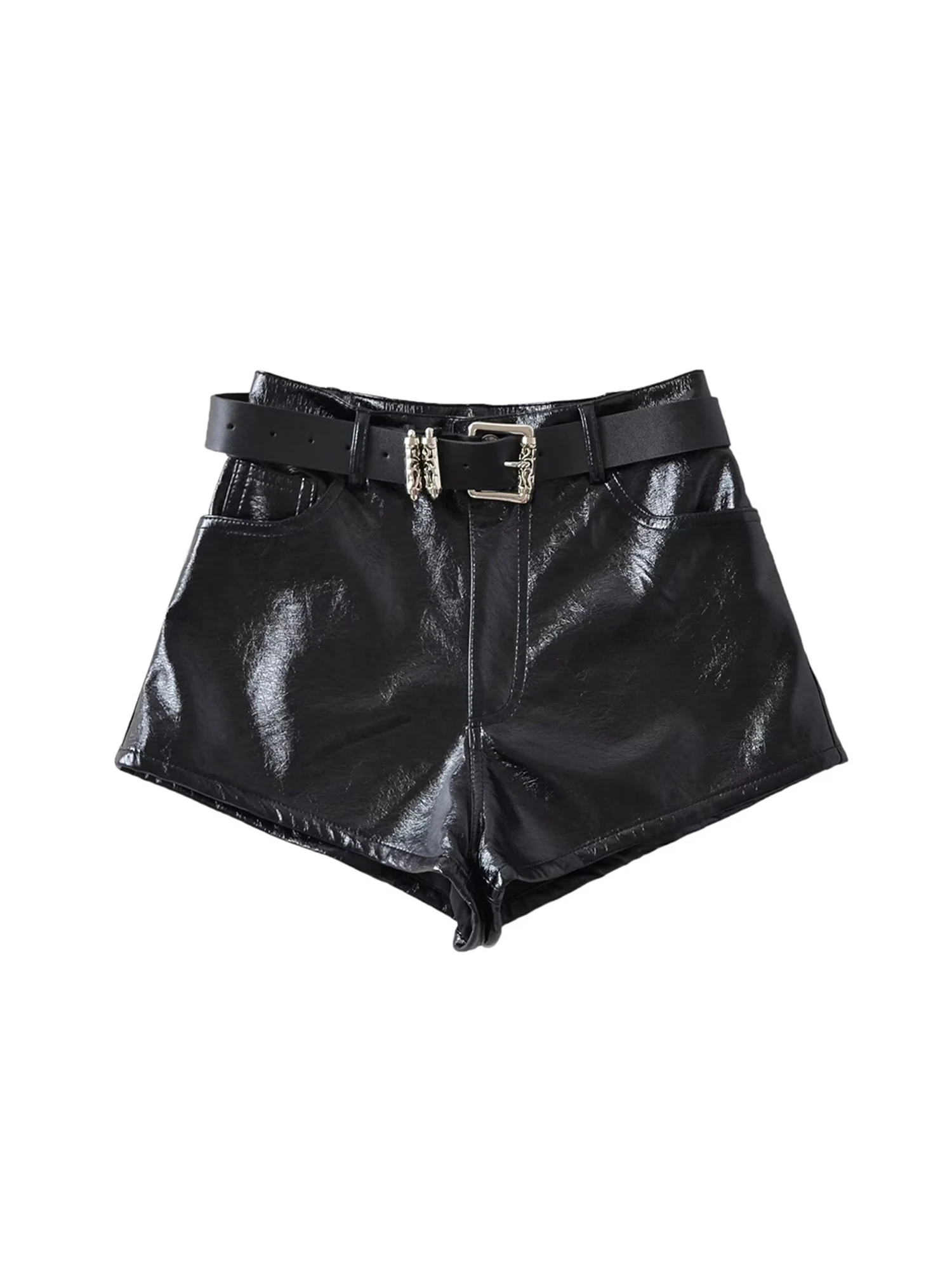 Women Black Gothic Y2k Gyaru PU Leather Shorts Vintage Harajuku Micro Shorts Emo Hot Short Pants Emo 2000s Clothes Summer 2026