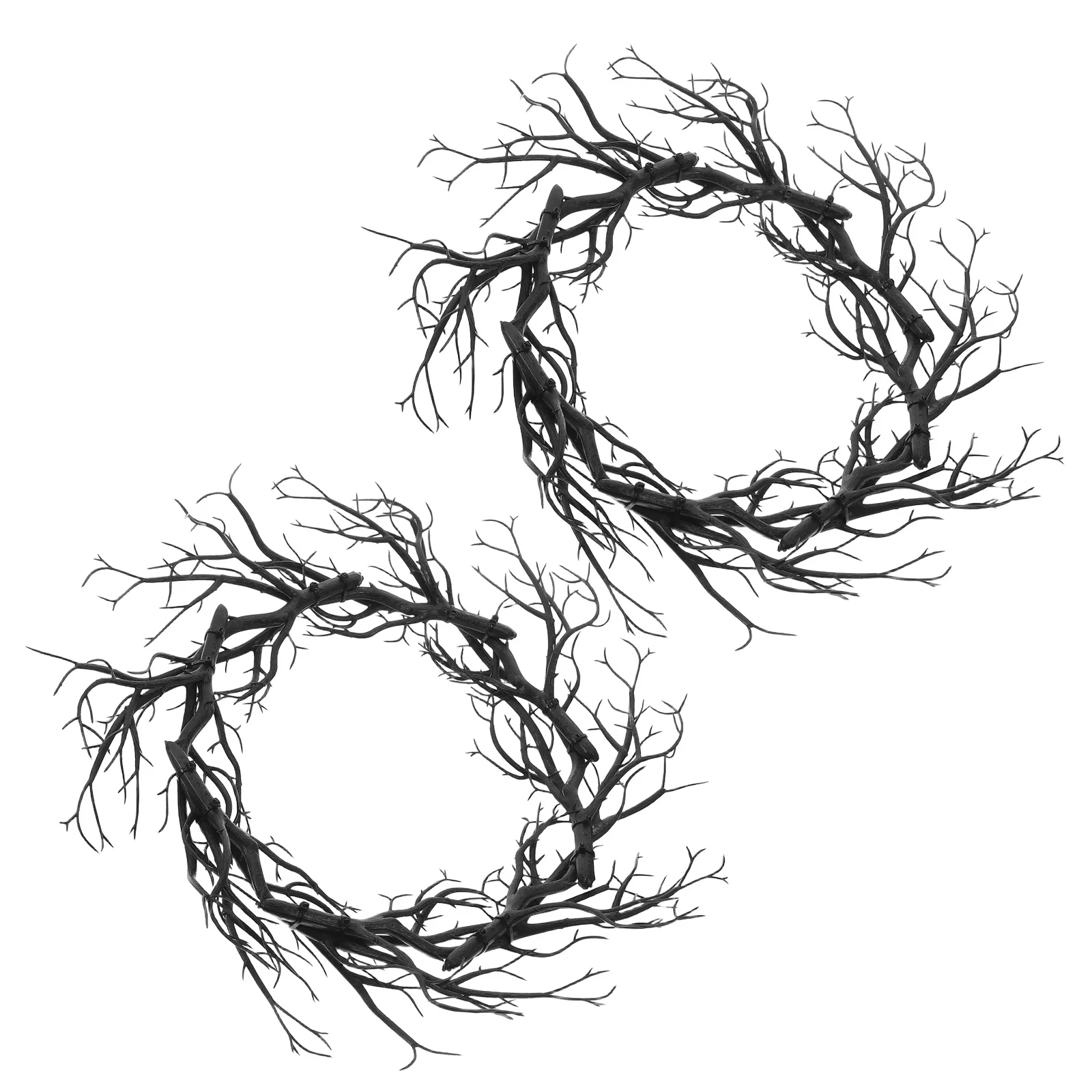

2Pcs Spooky Wreath for Halloween Front Door Decor Artificial Twig Wreath Haunted House Hanging Decoration Party Supply