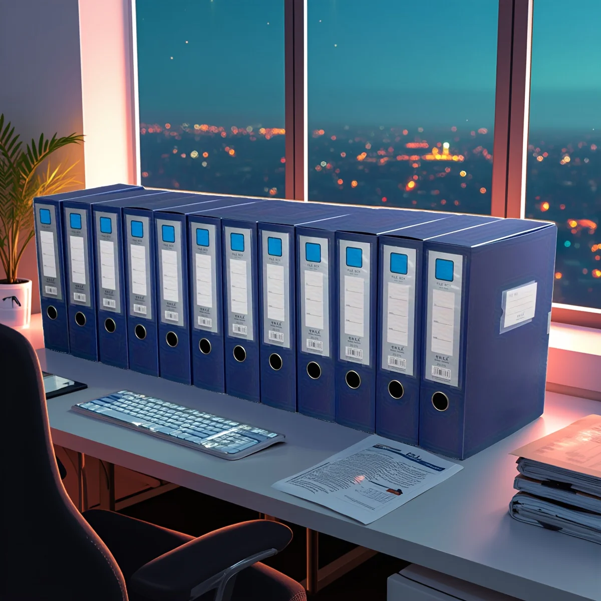 12 قطعة/A4 صندوق ملفات بلاستيكي سميك، حقيبة ملفات معلومات الفاتورة، صندوق تخزين قرطاسية المستندات، اللوازم المكتبية