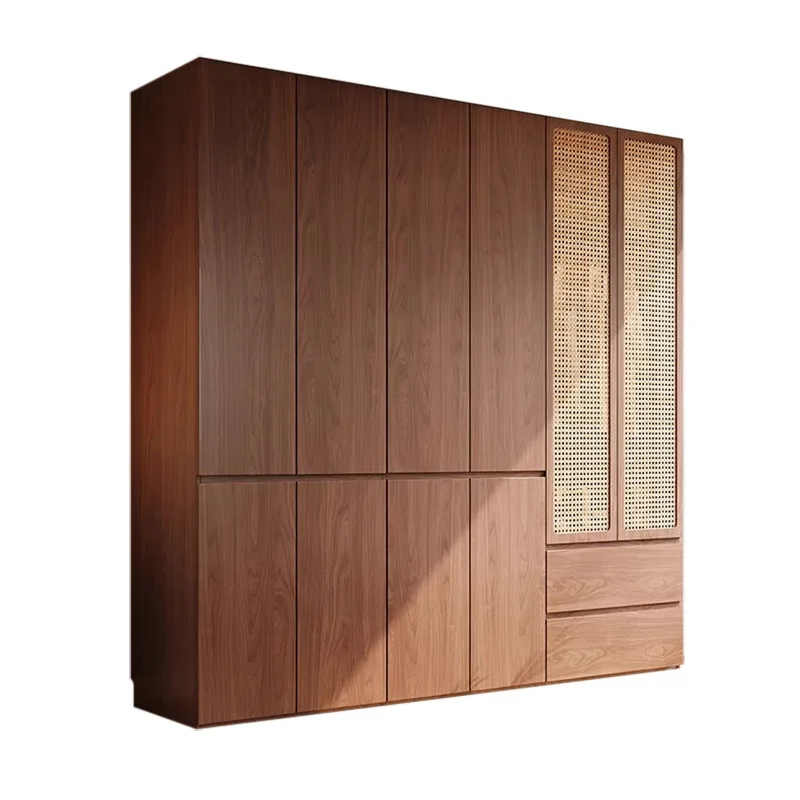 Whole house custom wardrobe, all solid wood, oak, walnut, milk white, custom segmented free handle swing door cabinet