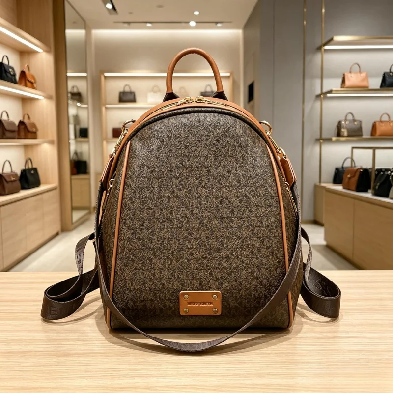 Vintage Printed Dome Backpack For Women Top Handle Multi Zipper Convertible Crossbody Shoulder Bag Casual Travel Purse