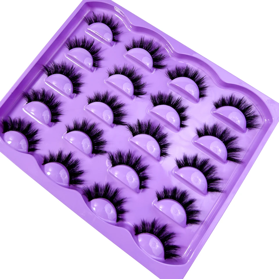 Nuevo 10 pares de pestañas postizas naturales completas, gruesas rizadas esponjosas para fiestas, pestañas manga, esenciales de viaje 5
