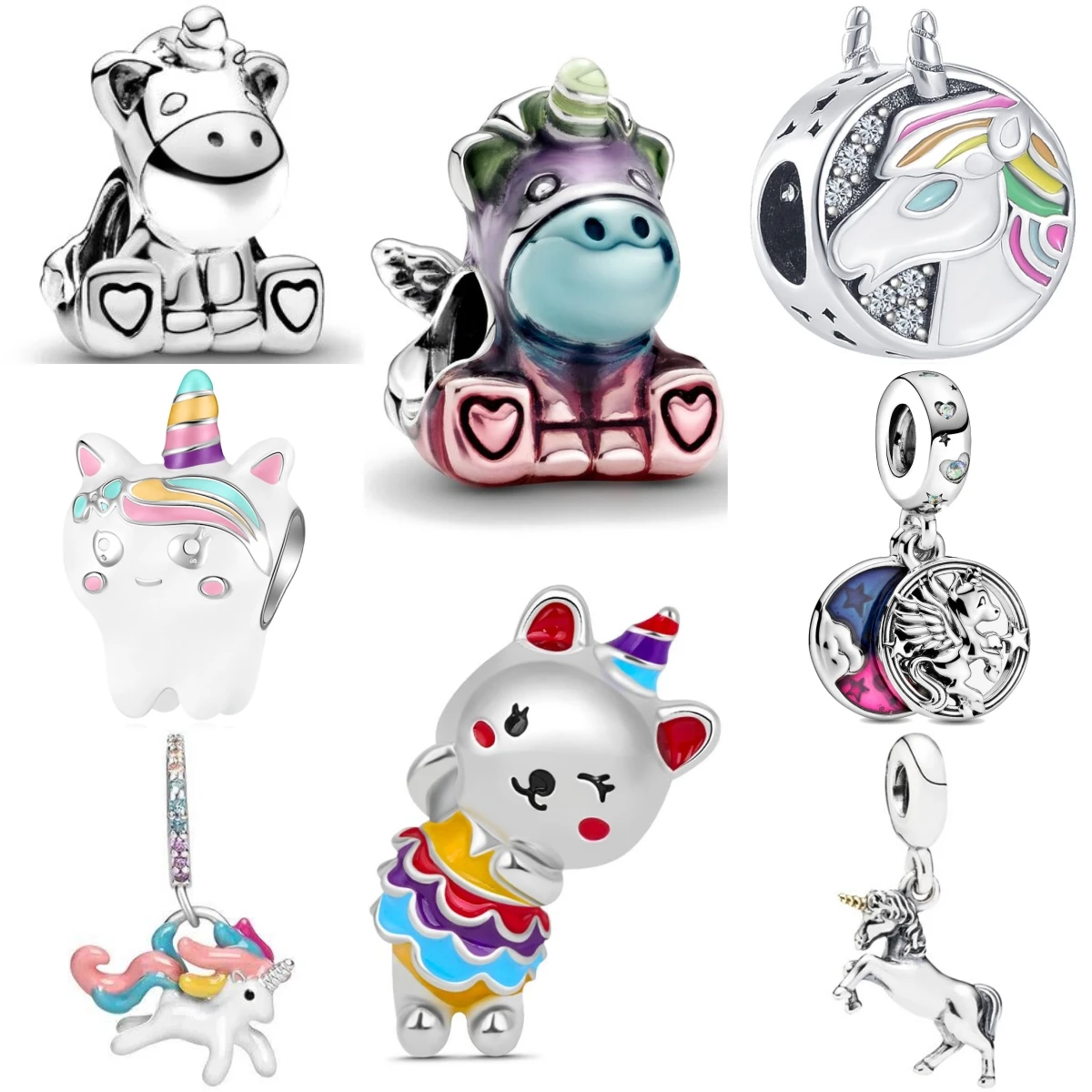 New 925 Hot-selling Sterling Silver Trinkets Unicorn Rainbow Horse Charm Fit Original Bracelet Accessories Women Jewelry Gift