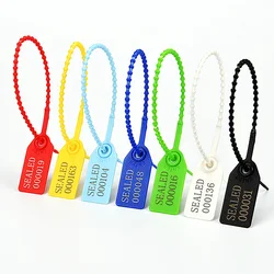 Custom Plastic Security Seal Numbered Fire Extinguisher Tags Tamper Proof Shipping Stamp Clothing Shoe Labels 100pcs