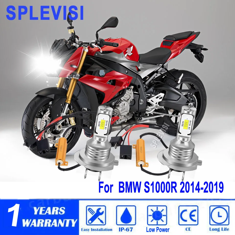 

Motorcycle Headlights LED Bulbs White Lamp Anti Hyper Flash No Error Massage For BMW S1000R 2014 2015 2016 2017 2018 2019