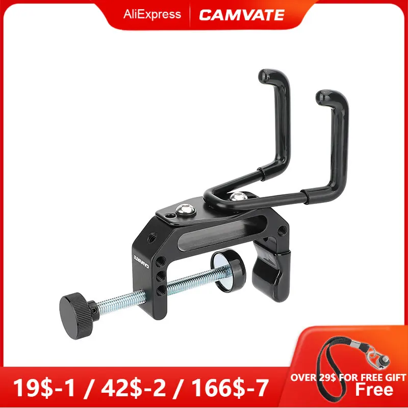 

CAMVATE Extended Super C Clamp With Double Prong Wall Mount Hook And 1/4" & 3/8" Mounting Points For Photographic Accessories