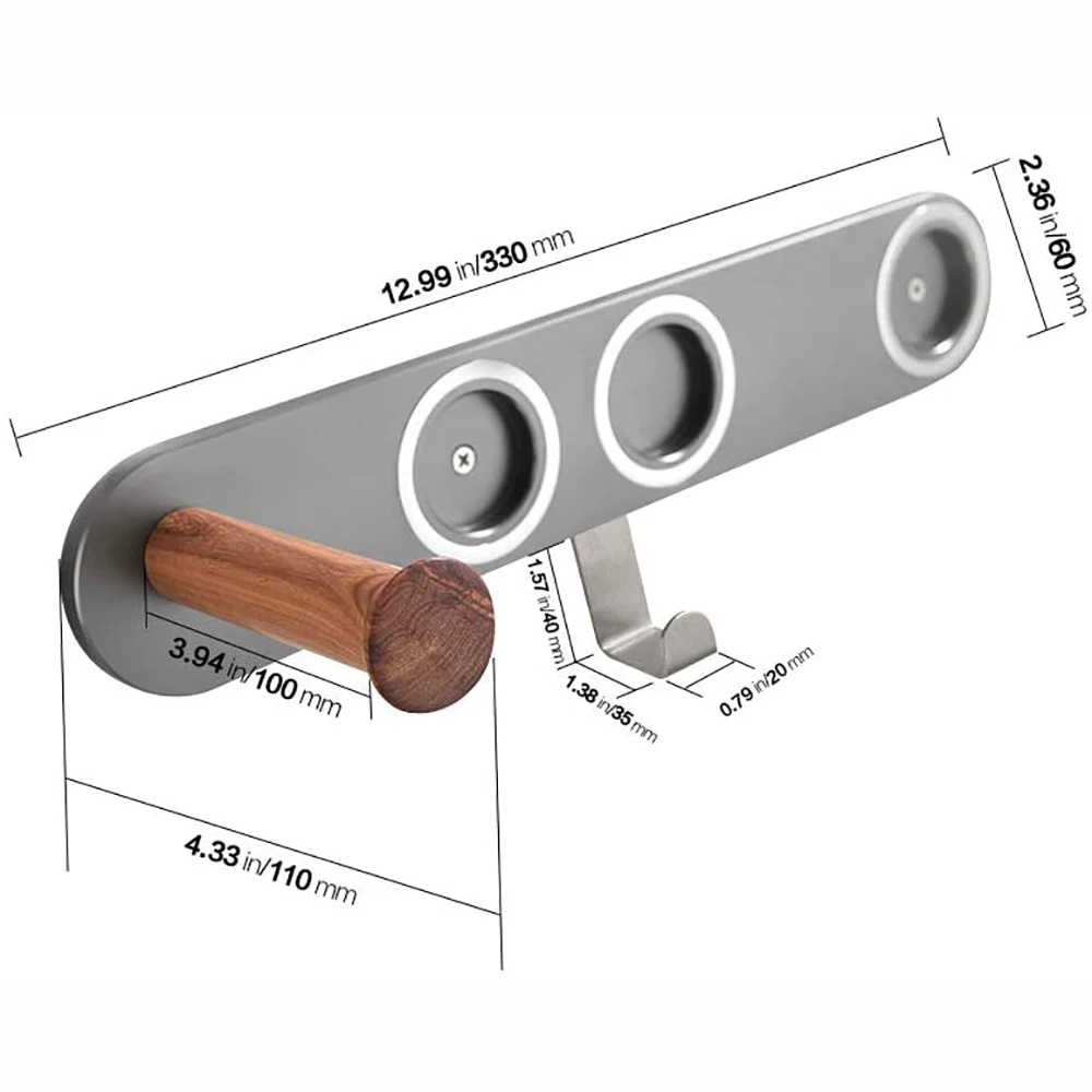 Wall Mount Storage Rack for Dyson Hair Dryer and Nozzle No Punching with Super Glue Stainless Steel Ring Holder Magnet Bracket
