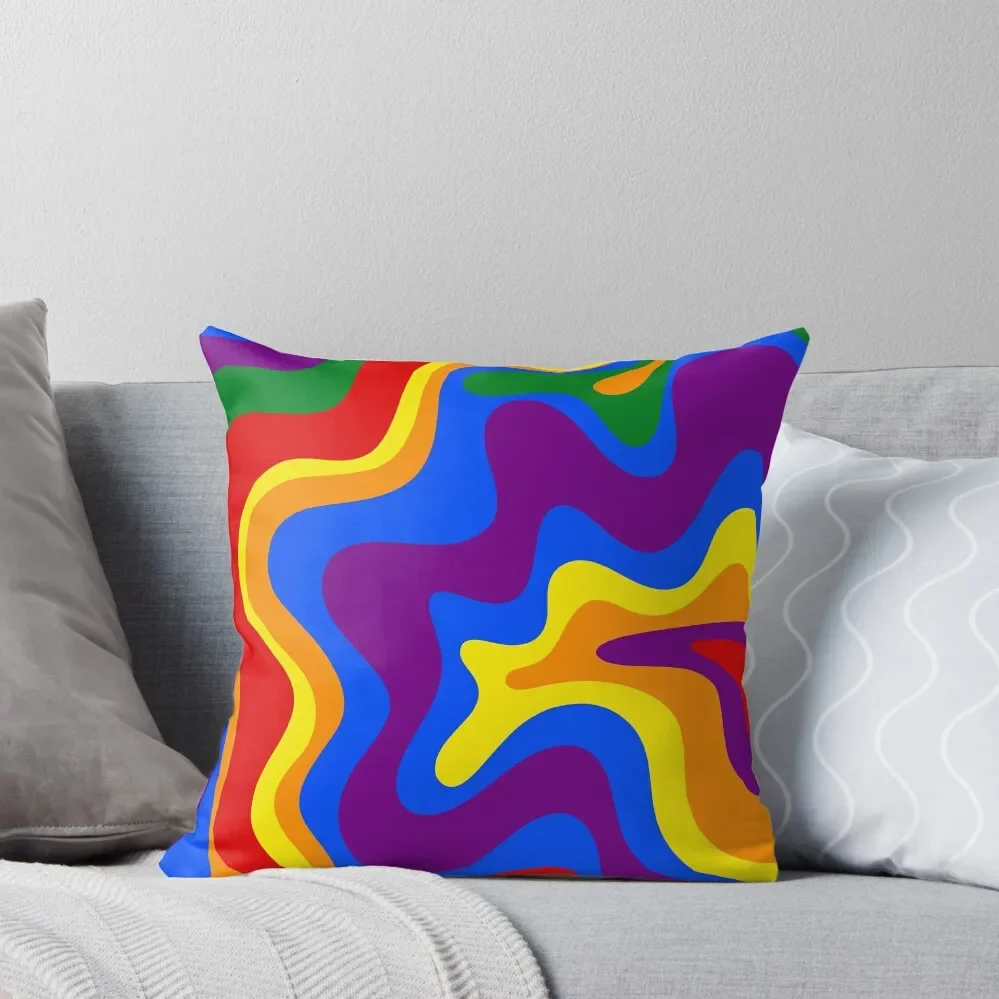 

Rainbow Pride Colorful Retro Liquid Swirl Abstract Pattern Throw Pillow Sofa Cushions Cover luxury home accessories pillow