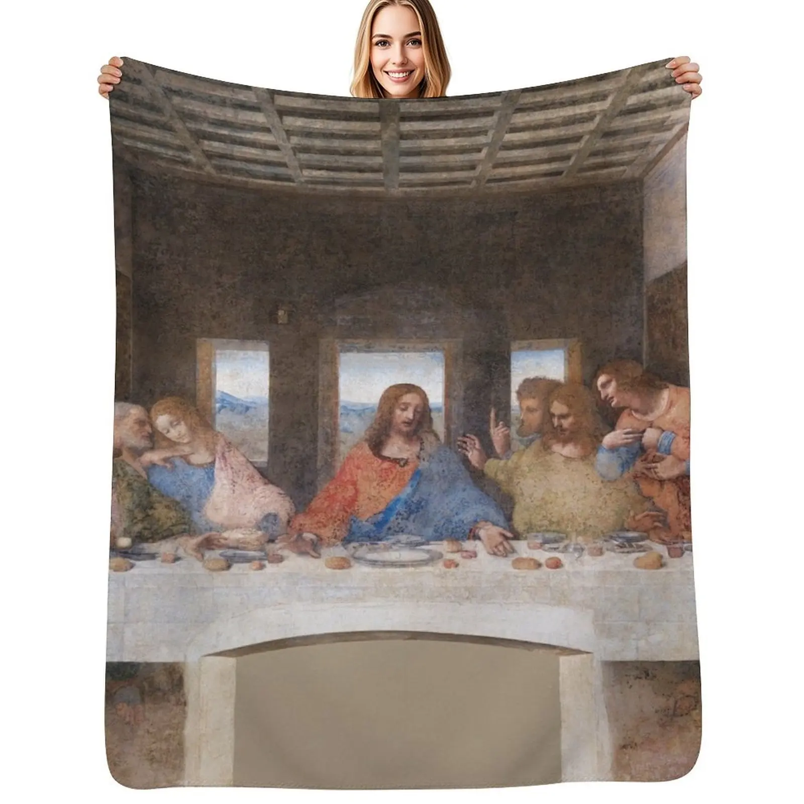 

Leonardo da Vinci's The Last Supper (1495-1498) Throw Blanket Elegant Warm Throw Blanket for Hotel Home