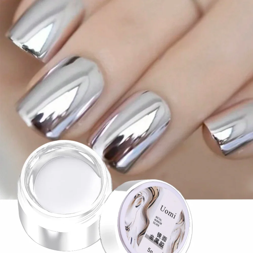Mirror Metallic Gel Nail Polish – Silver & Rose Gold Shine, Easy Application, Long-Lasting, Waterproof, Uni Nail Art