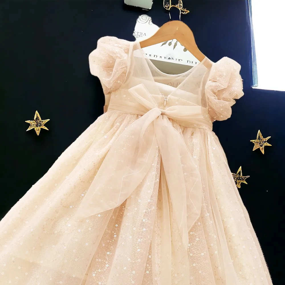 Summer Baby Girls Pink Dresses Kids Party Outfits Wedding Short Sleeve Prom Dresses Kids Princess Costumes 4 6 7 8 9 11 12 Years