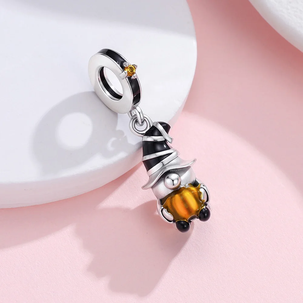 925 Sterling Silver Glow-in-the-dark Pumpkin Dwarf Pendant Charm Jewelry Making For Classic Bracelet Ladies DIY Halloween Gift