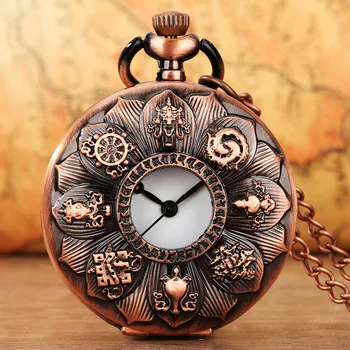 Ouro rosa oco florescendo lótus padrão relógio de bolso quartzo steampunk retro colar pingente antigo relógio algarismos árabes dial