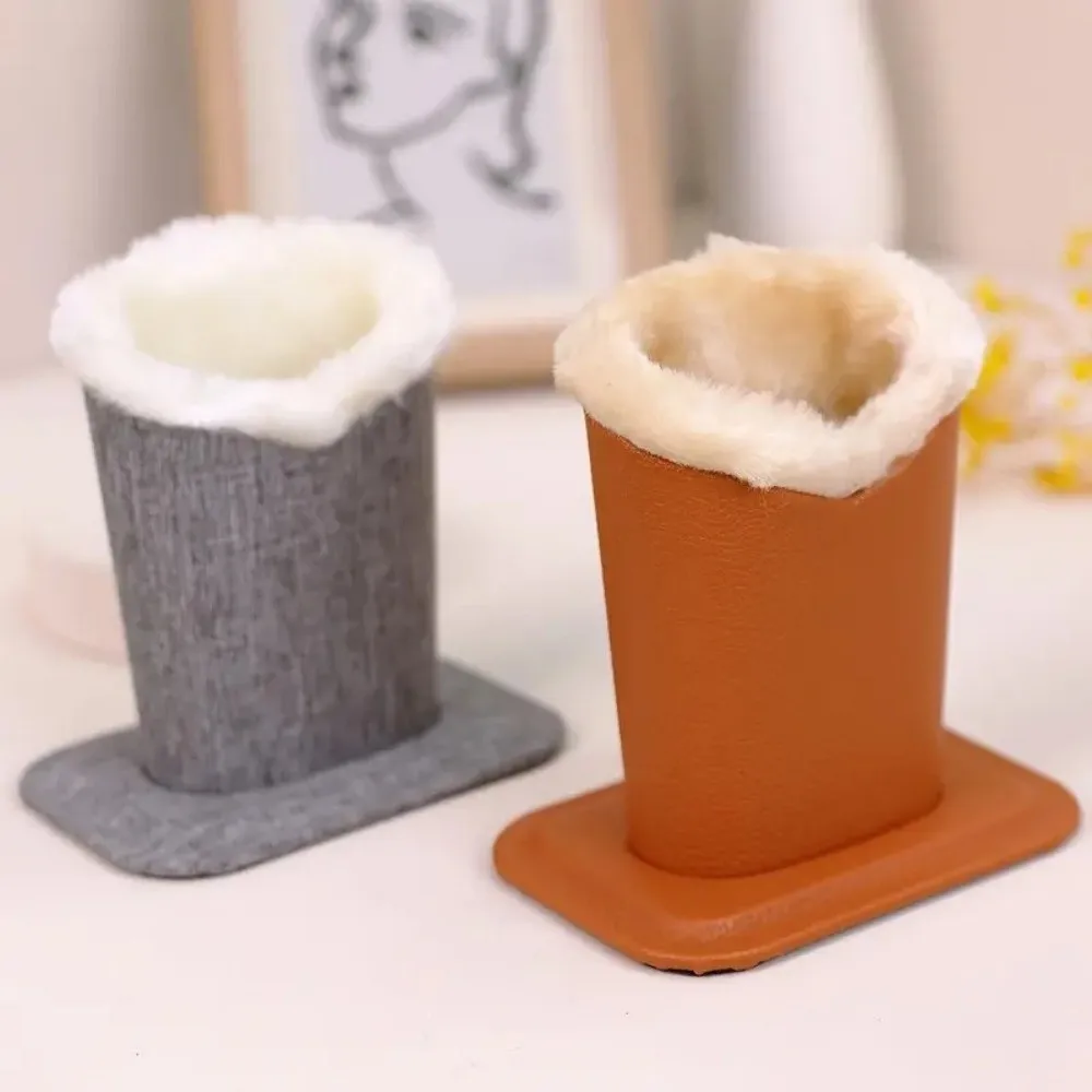 

PU Leather Plush Eyeglass Holder Soft Plush Lining Large Capacity Eyeglass Stand Display Save Space Brush Pot Pen Holder