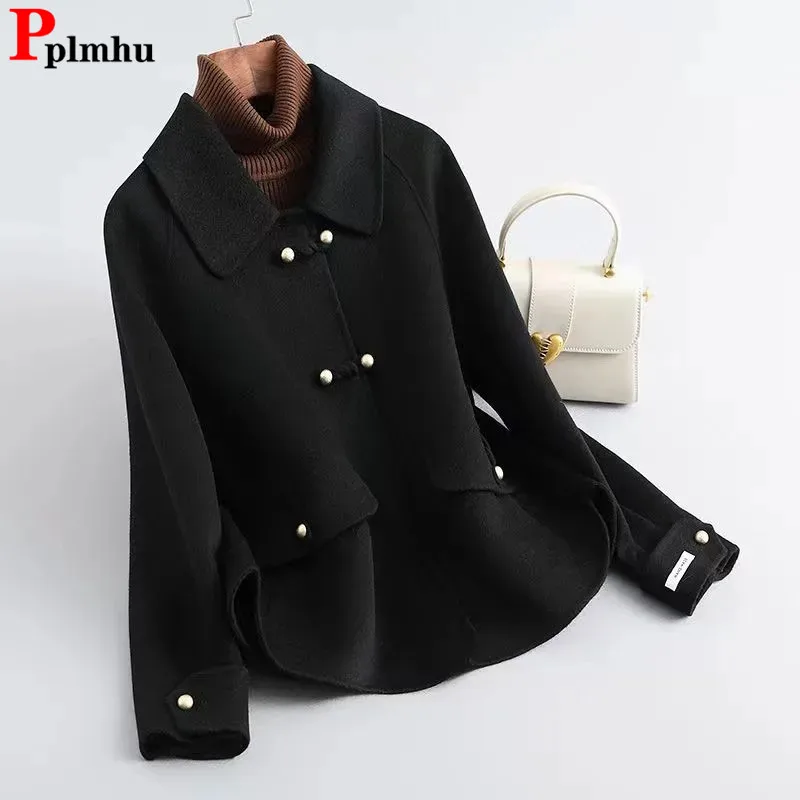 

Korean Warm Wool Blend Women Short Chaqueta Elegant Chic Ol Woolen Fall Winter Overcoat Jacket Office Ladies Classic Jaqueta