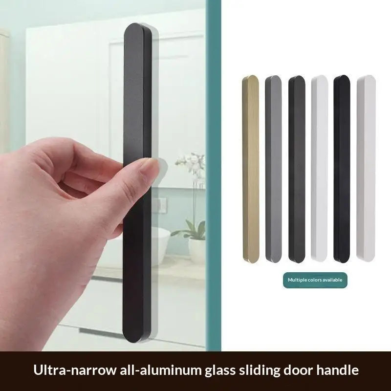 Self-adhesive Stick On Sliding Door Handles Aluminium Alloy Punch-free Cabinet Handles Multifunctional Drawer Pulls