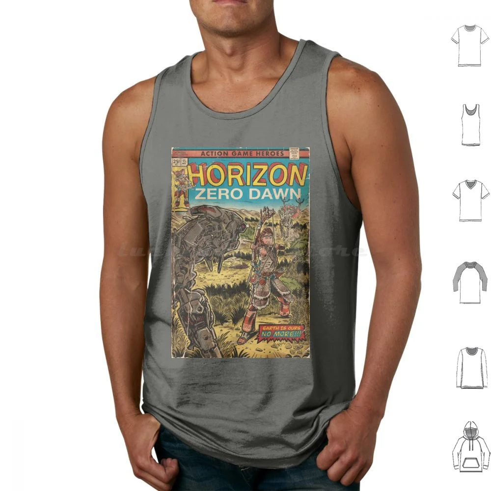 Horizon Zero Dawn-Comic Cover Fan Art Tank Tops Print Cotton Fan Art Painted Digital Illustration Adventure Action