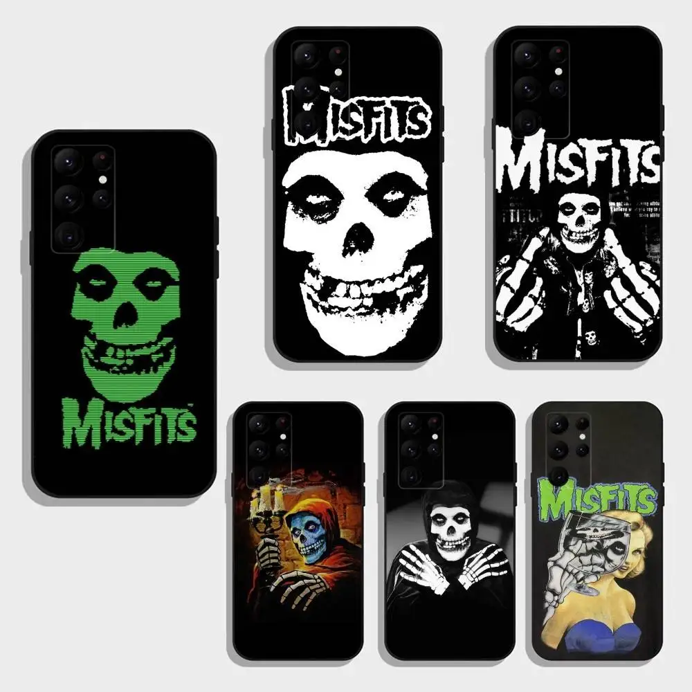 

S-Skull Cool M-Misfits Phone Case For Samsung S25,S24,S21,S22,S23,S30,Ultra,S20,Plus,Fe,Note,5G Black Cover
