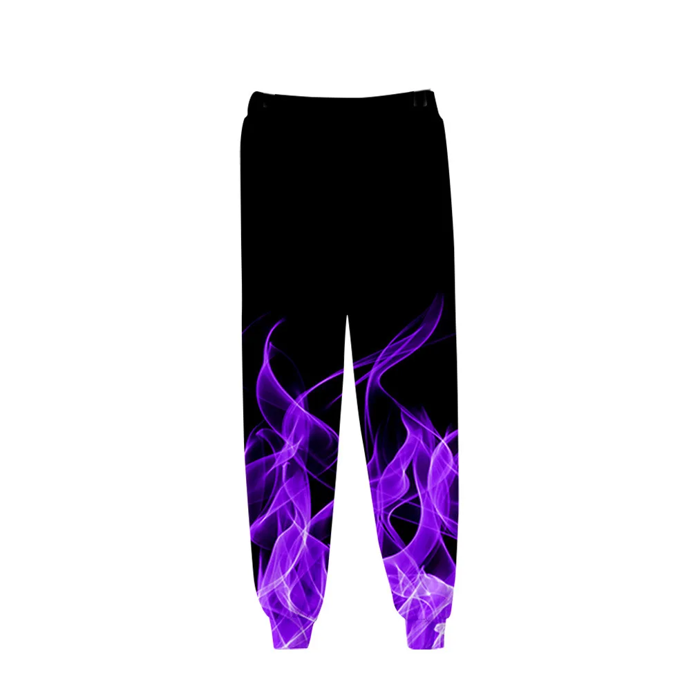 Autumn Winter New Pants Fashion Colorful Flame 3D Printed Sweatpants Men Loose Casual Pocket Drawstring Sweatpants