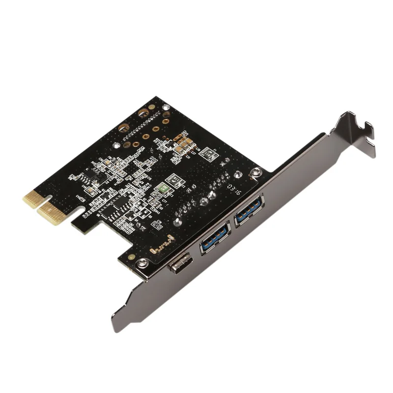10 個の PCI-e からデュアル USB3.0 タイプ C VL805 拡張カード 1*タイプ C、2*タイプ A 外部電源