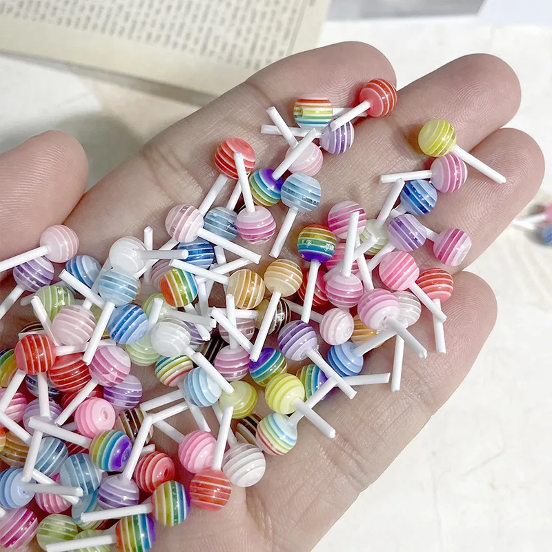 20PCS 3D Acrylice Lollipop Nail Art Charms Parts Kawaii Candy Accessories For Manicure Decor Nails Decoration Supplies Material