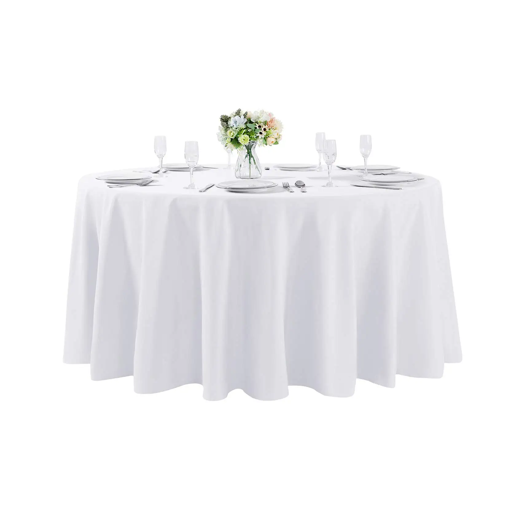 

60/90/120 inch Round Tablecloth, Washable Polyester Table Cloth Decorative Table Cover for Wedding, Party, Dining, Banquet