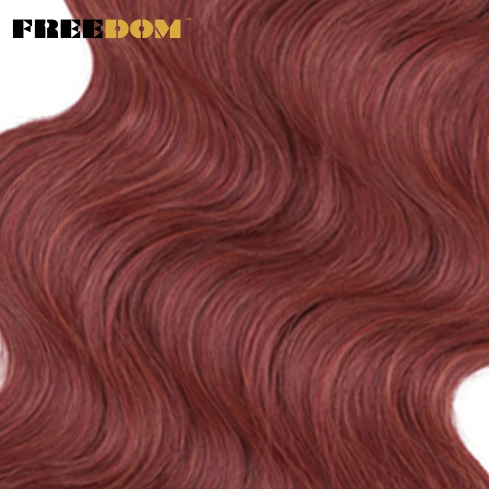 الحرية الاصطناعية الجسم موجة الكروشيه الشعر لينة ذيل حصان شعر مستعار متموج 24 بوصة 300 جرام/حزمة أومبير الزنجبيل تجديل وصلات شعر #3