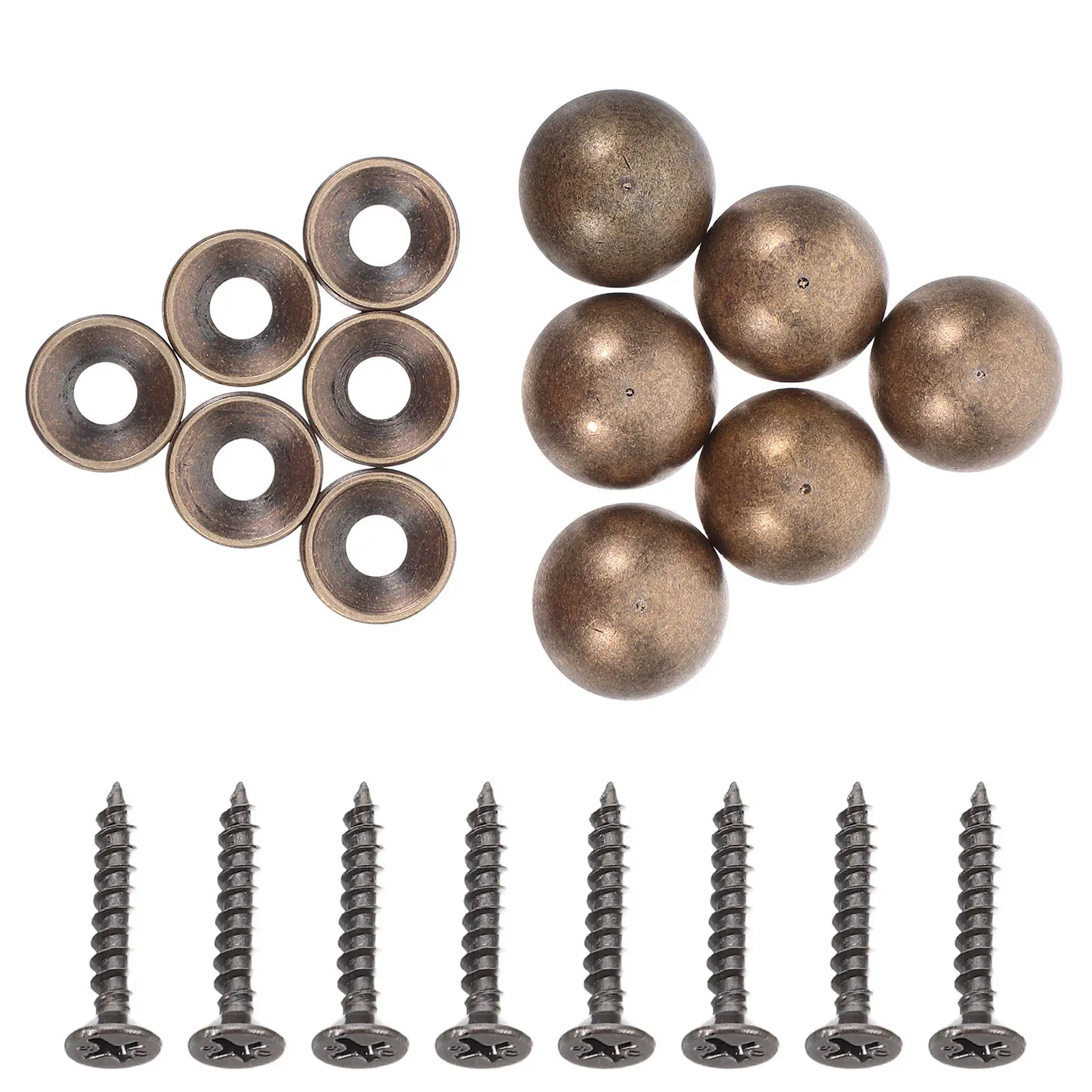 8Sets Brass Decorative Screw Caps with Self Tapping Screws for Mirrors Cabinets Wall Decor Fixing Hardware Retro Style Furniture