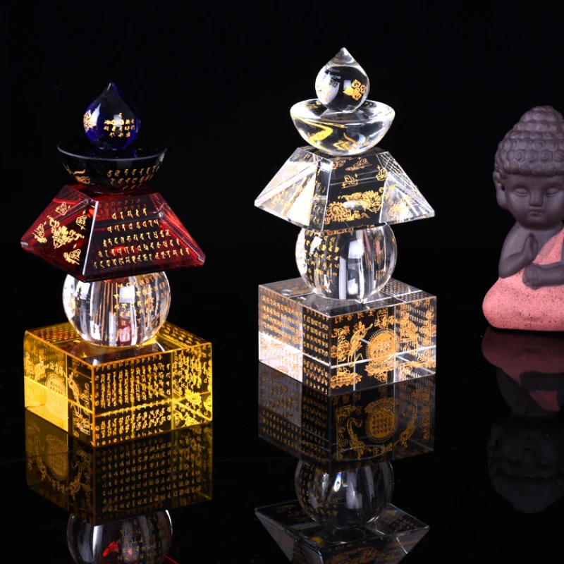 

1 Pc Glass Relics Tower Buddhist Hall and Buddhist Utensils Feng Shui Accessories Home Decorations Pray for Auspiciousness