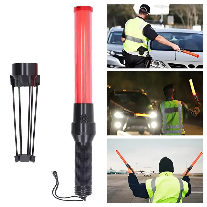 LED Traffic Baton Air Marshaling Signal Wand With 2 Flashing Mode Traffic Control Baton Safety Light Wand Car Directing Parking