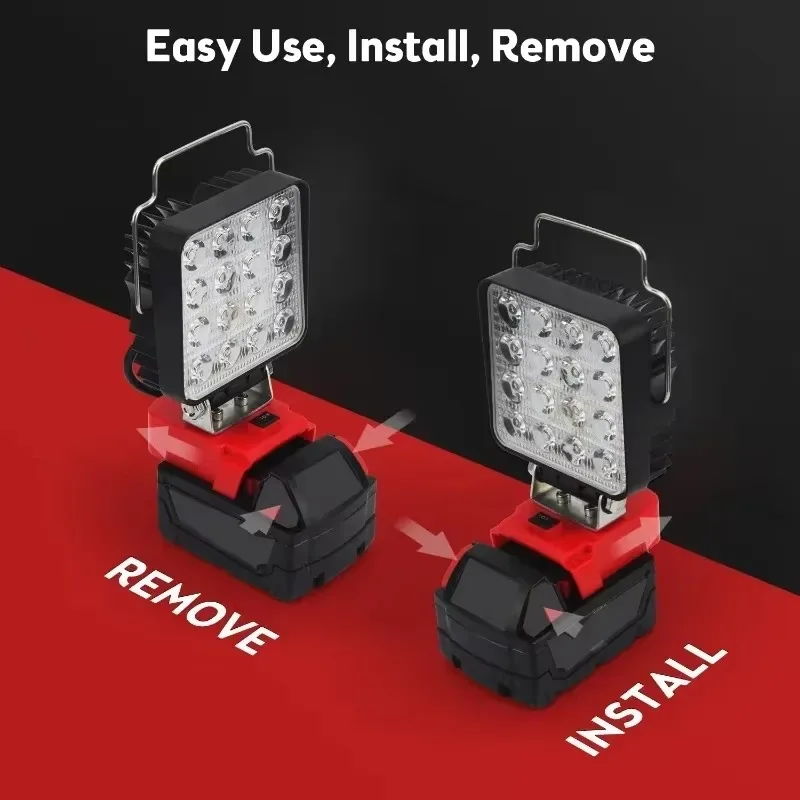 LED Work Light With Hook USB Type-C Port for Milwaukee 18V  Battery Flood Lights Flashlight Emergency Lighting