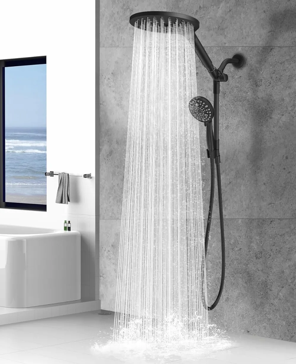 

Dual Handheld Shower Head Combo,2-in-1 Rain Shower Heads System 8 Inch Rainfall Shower Head and 10 Modes High Pressure Hand Held