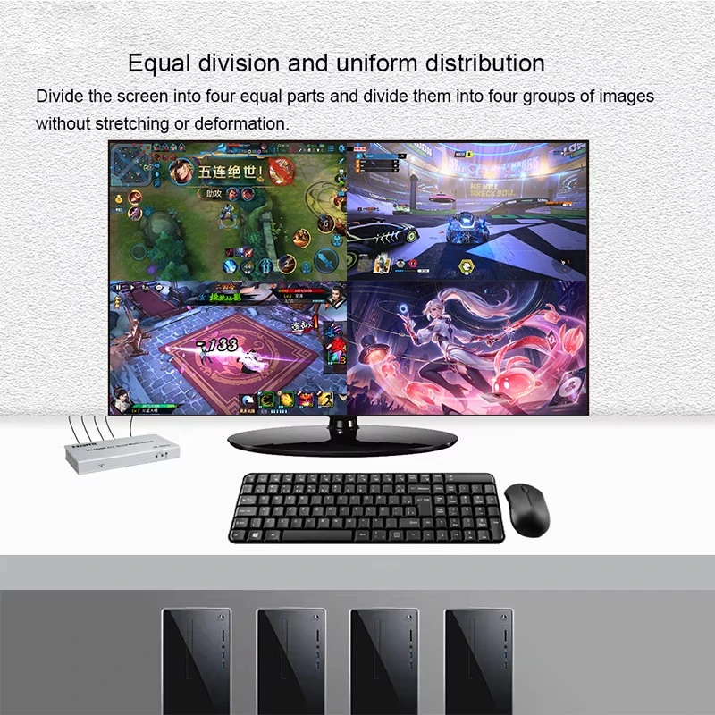 4K 60Hz HDMI Multiviewer 4x1 Seamless Switch Quad Screen Multi-Viewer Support 90° 180° 270° Flip PIP Picture in Picture 8 Modes