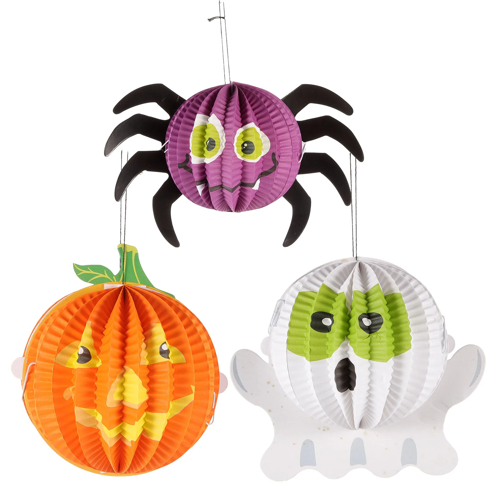 

3 Pcs Pumpkin Pendant Paper Lanterns for Halloween Party Supplies Indoor Chic Decor Decorations Home Hanging