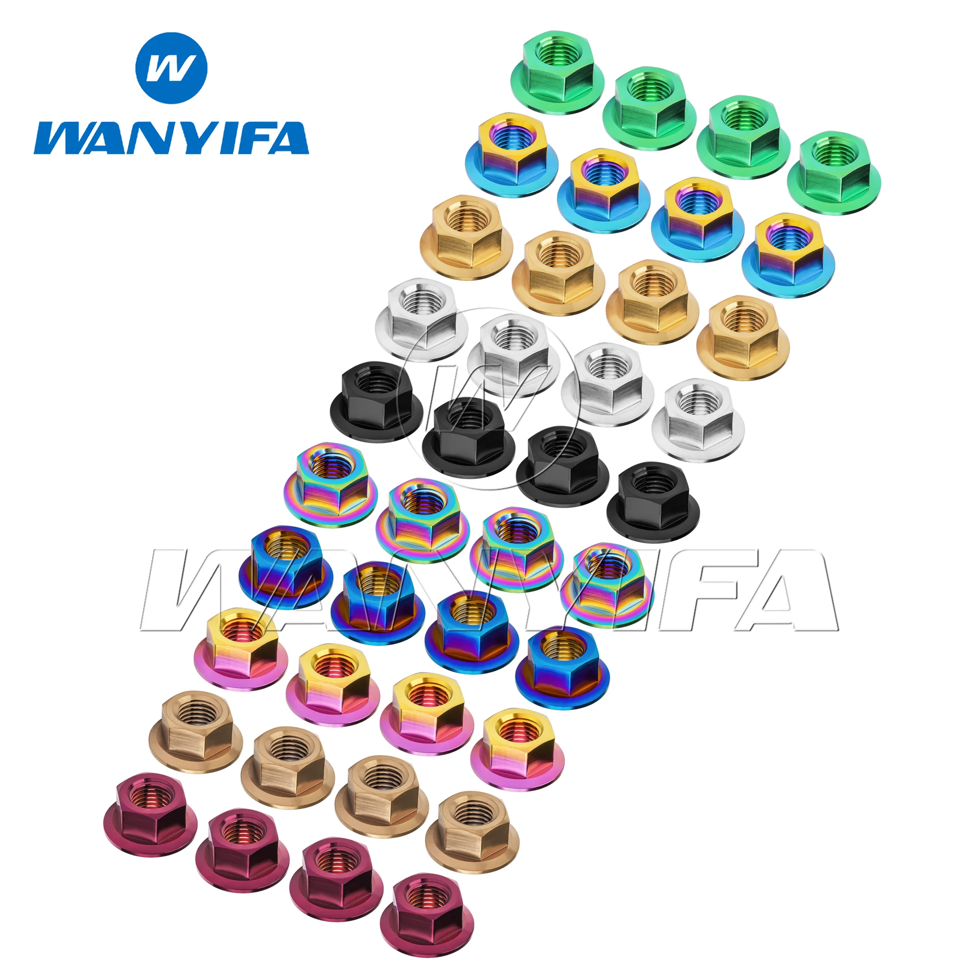 Wanyifa Titanium Nut M5 M6 M8 M10 M12 M14 M16 Flange Nuts for Bicycle Motorcycle Car