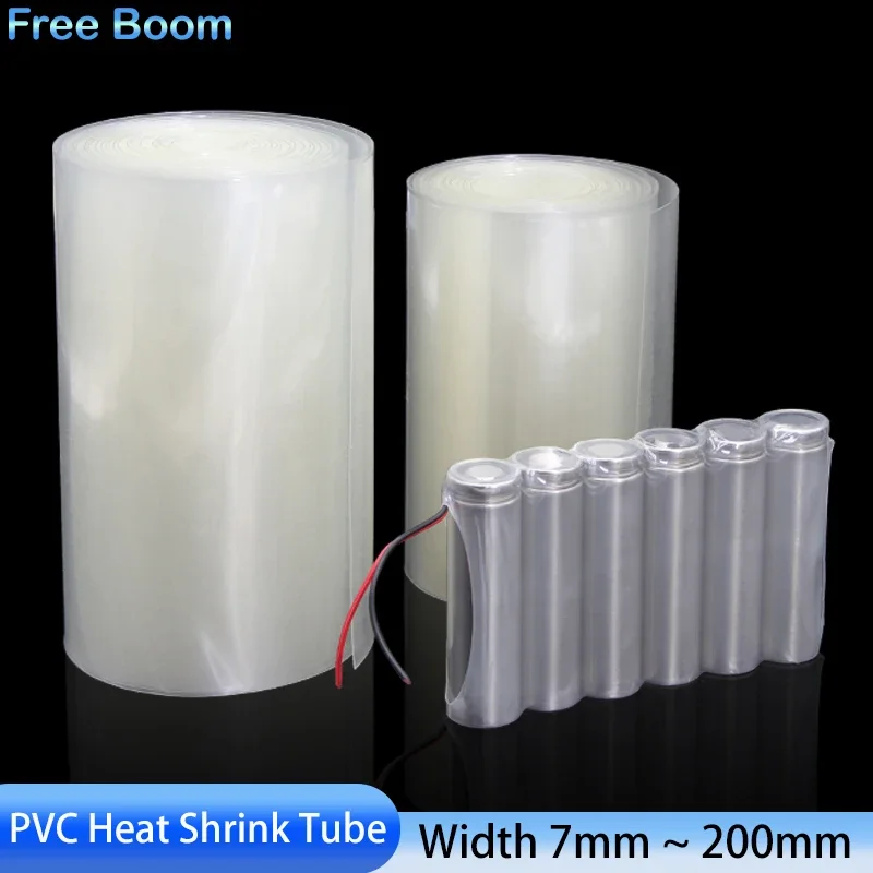 

1 Meter Clear 18650 Lipo Battery PVC Heat Shrink Tube Pack Width 7mm ~ 200mm Insulated Film Wrap lithium Case Cable Sleeve