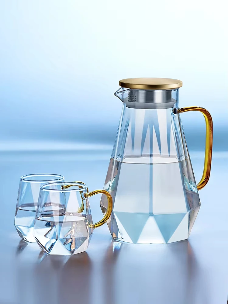 1.8L Large Capacity Cold Water Bottle Glass Heat-Resistant High Temperature Cold Water Bottle Teapot Set Boiling Water Cup
