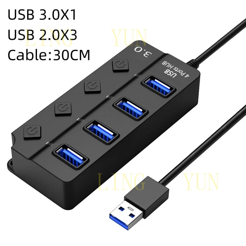 Z  USB Hub 3.0 USB Splitter 4 7 Port Hub USB 3 0 Multiple Ports Expander With On/Of