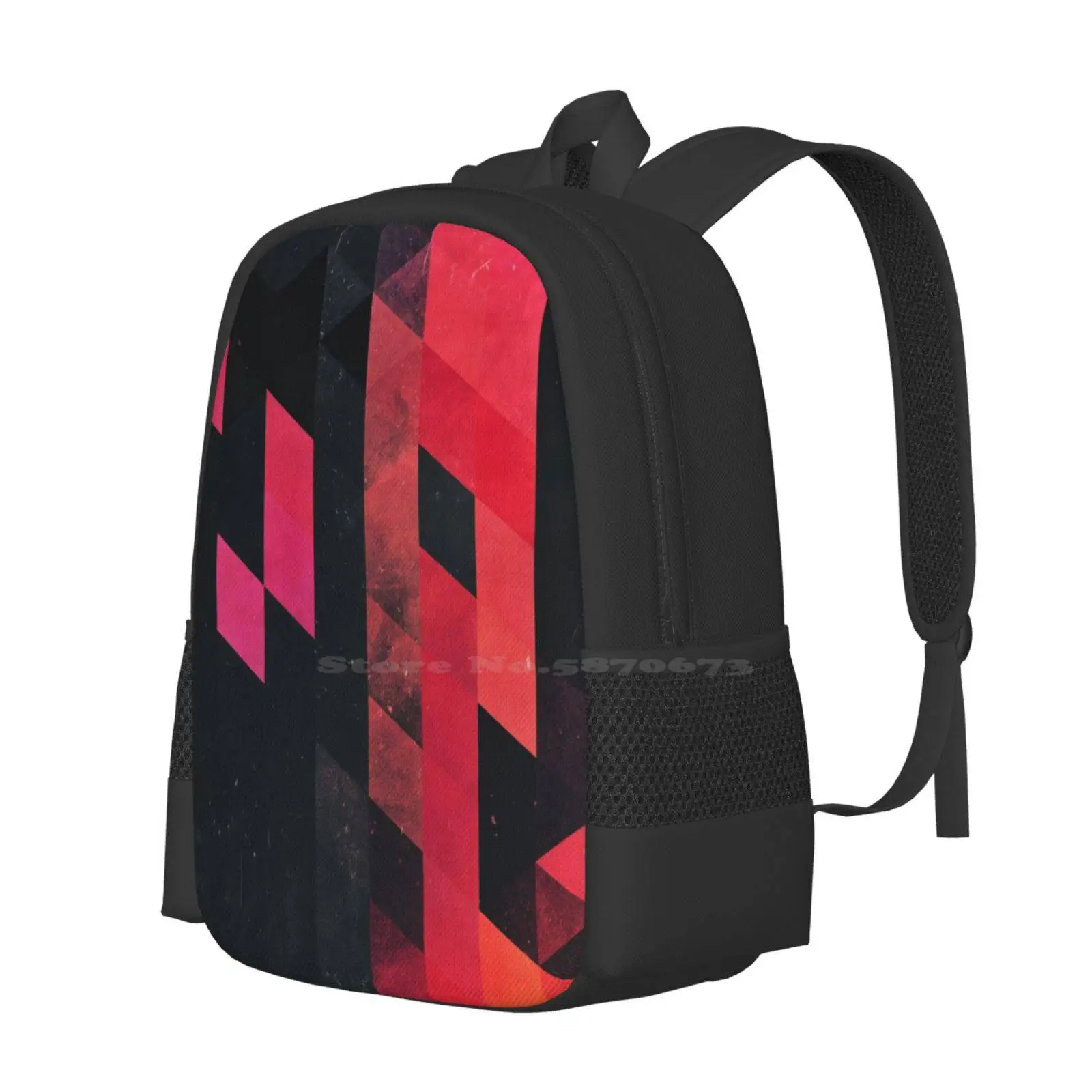 Ylmyst Tyme Hot Sale Schoolbag Backpack Fashion Bags Face Pink Black Spires Parallelograms Triangles Pixel Horror