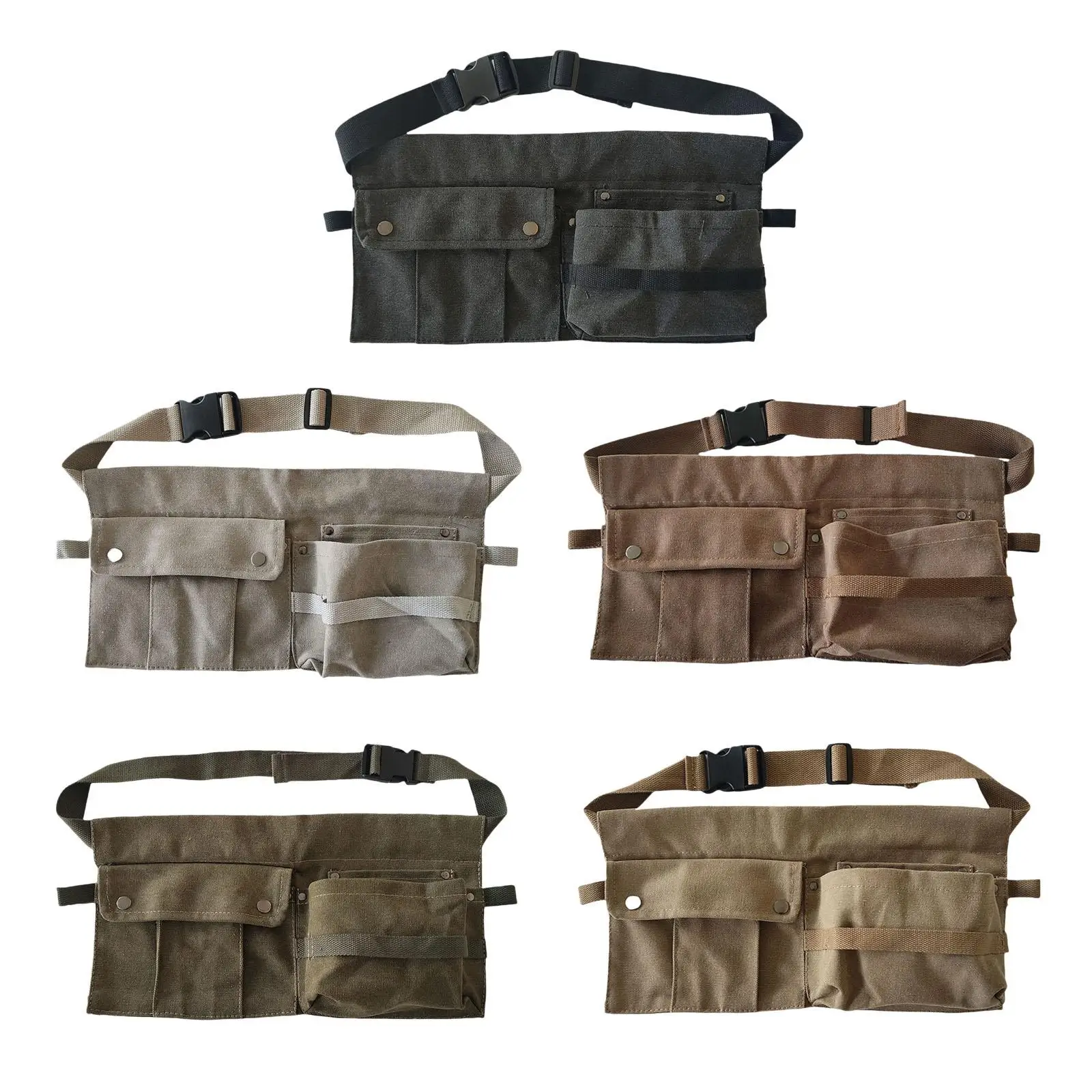 

Tool Waist Bag Adjustable Length Multi Pockets Portable Tool Pouch Belt Waist Bag for Carpenter Electricians Decorators Builders