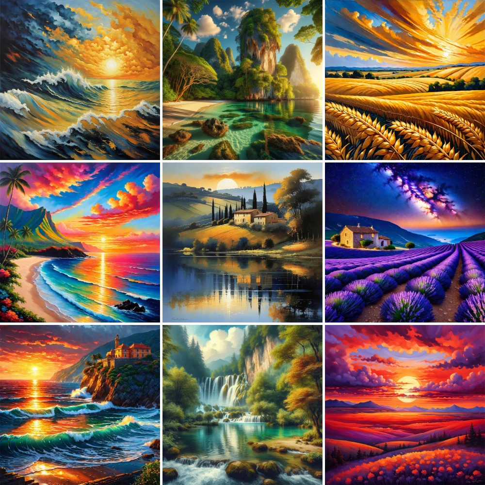 Fantasy Landscape Printed 11CT Cross-Stitch Patterns Embroidery Hobby Handiwork Painting Handicraft Different Room Decor Stamped