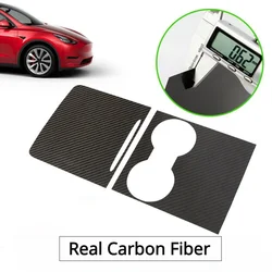 Cubierta de consola Central para Tesla modelo 3 Y, Panel embellecedor de reposabrazos de Control Central de fibra de carbono Real, accesorios interiores de coche, 2021-2023