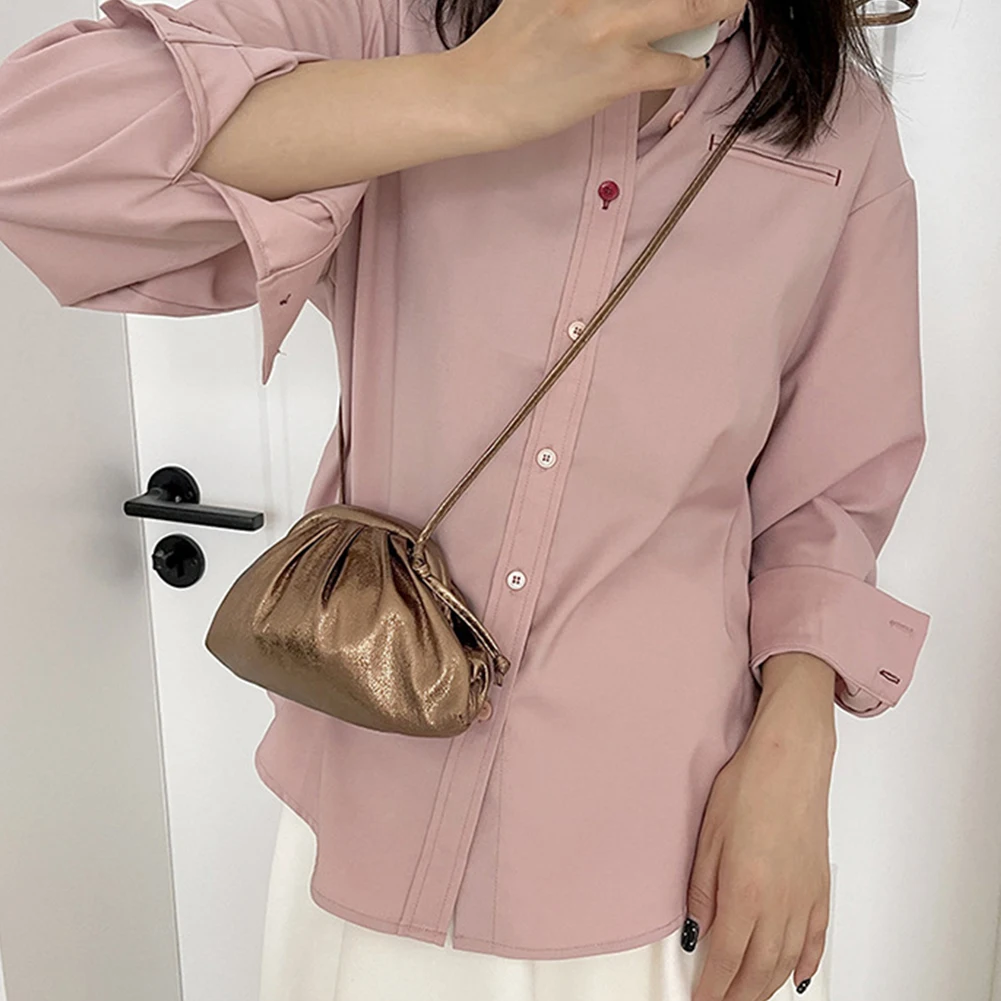 المرأة زلابية حقيبة كروسبودي موضة مطوي حقيبة كتف Ruched سباركلي بولي PU عالية السعة خفيفة الوزن حضور الولائم #5