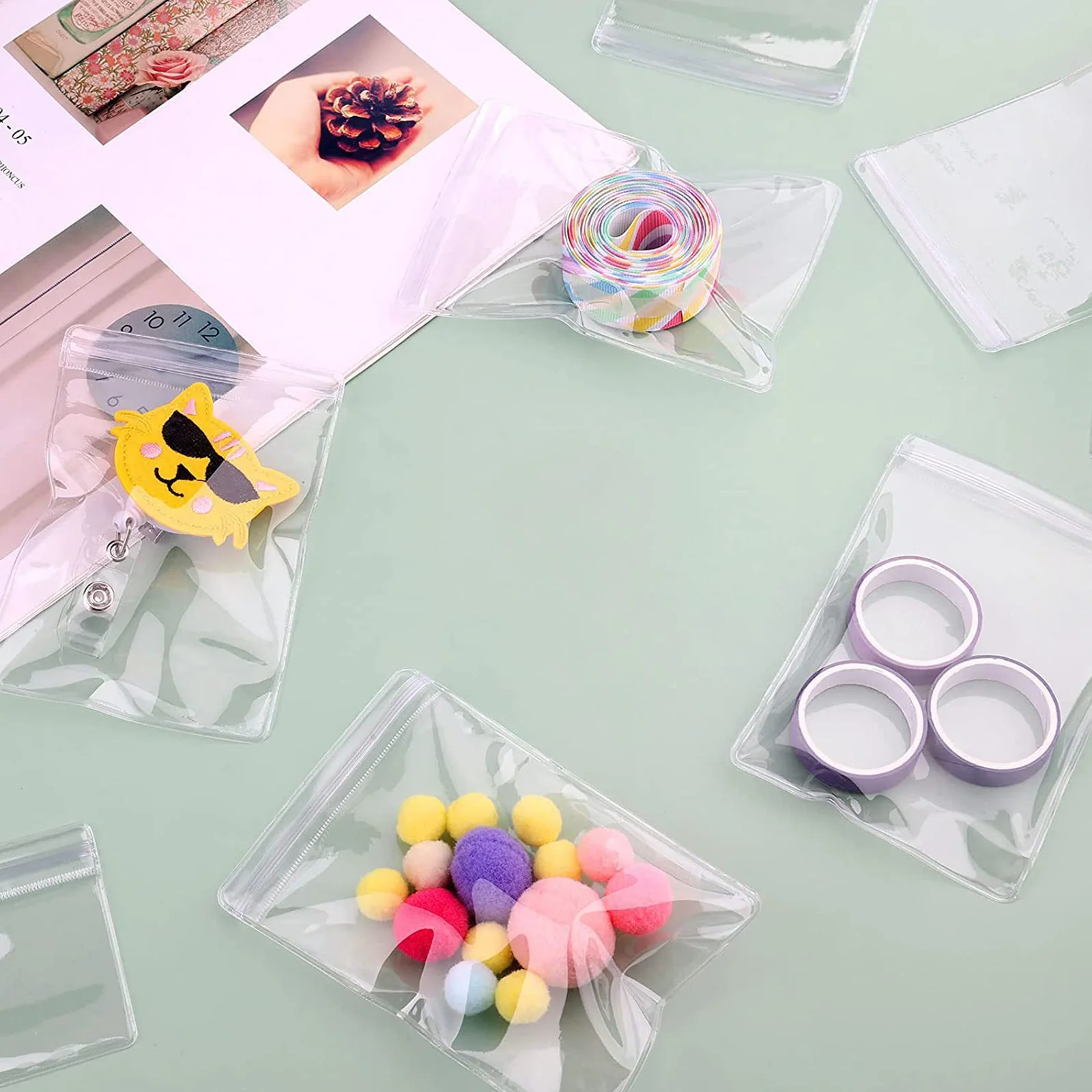 

1Set Self Sealing Jewelry Bag Oxidation Proof Resealable Storage Pouch for Earrings Rings Necklaces Portable Durable