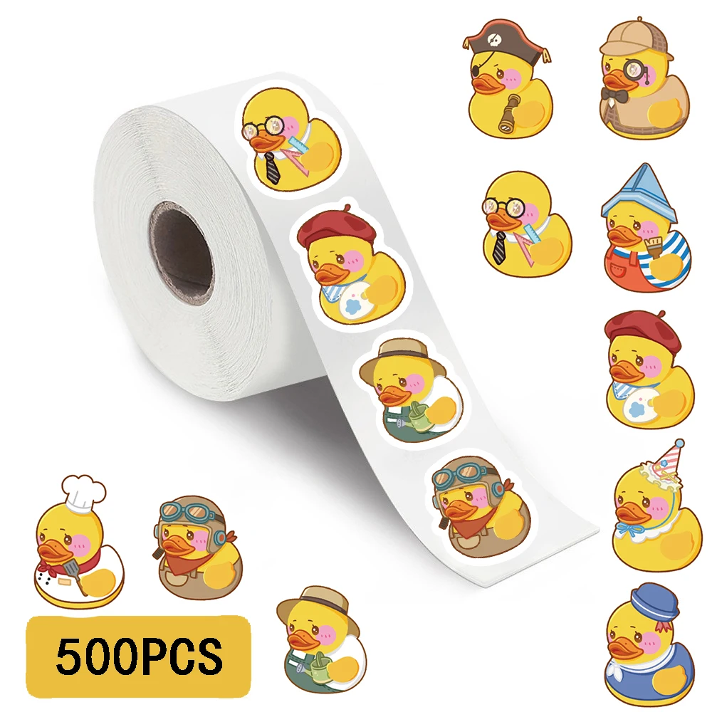 500PCS Rubber Yellow Ducks Stickers Skateboard Lovely Duck Pattern Birthday Gift Bags Water Bottle Laptop Motorcycle Decals