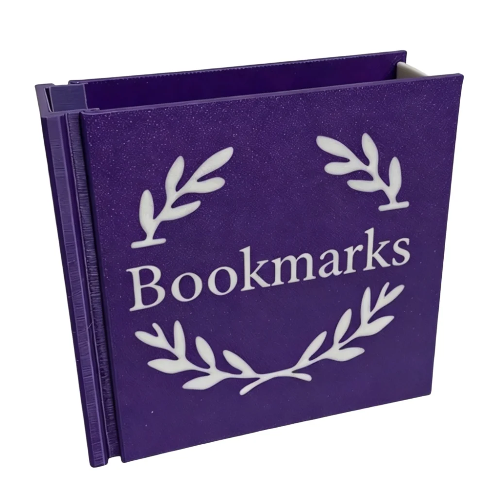 Plastic 3D Printed Bookmark Holder Desk Organizer for Books Pens Stationery Compact Desktop Decor Approx Size 9.8 3.2 9.6 cm