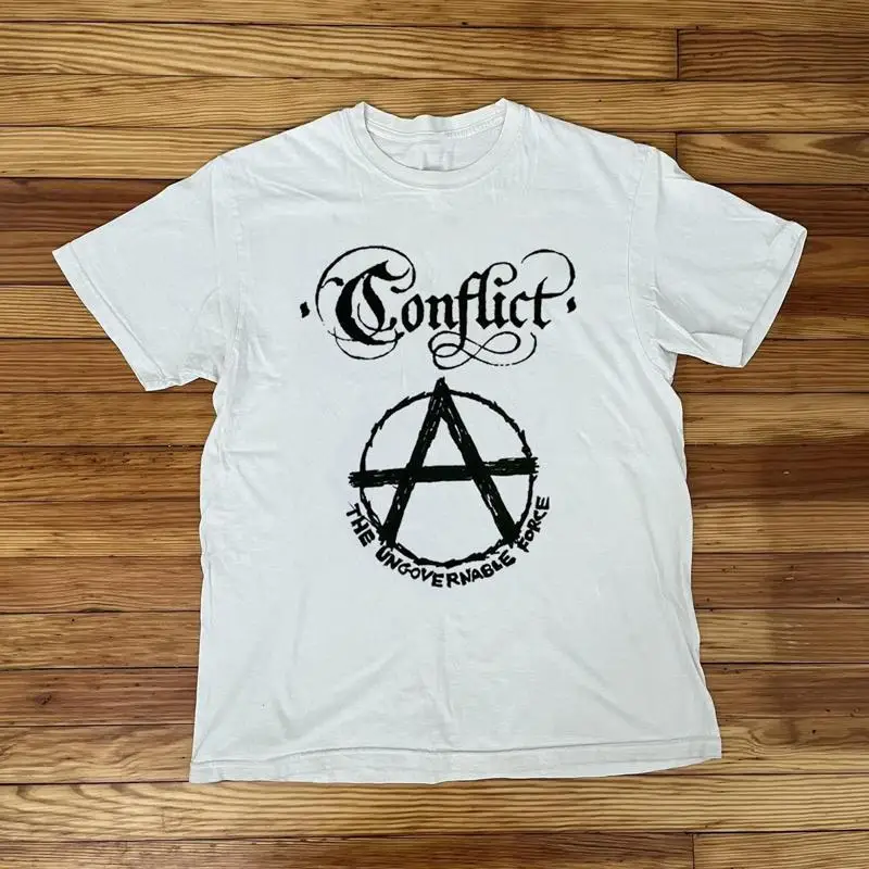 Conflict 'Ungovernable Force' White All Size Fan t Shirt