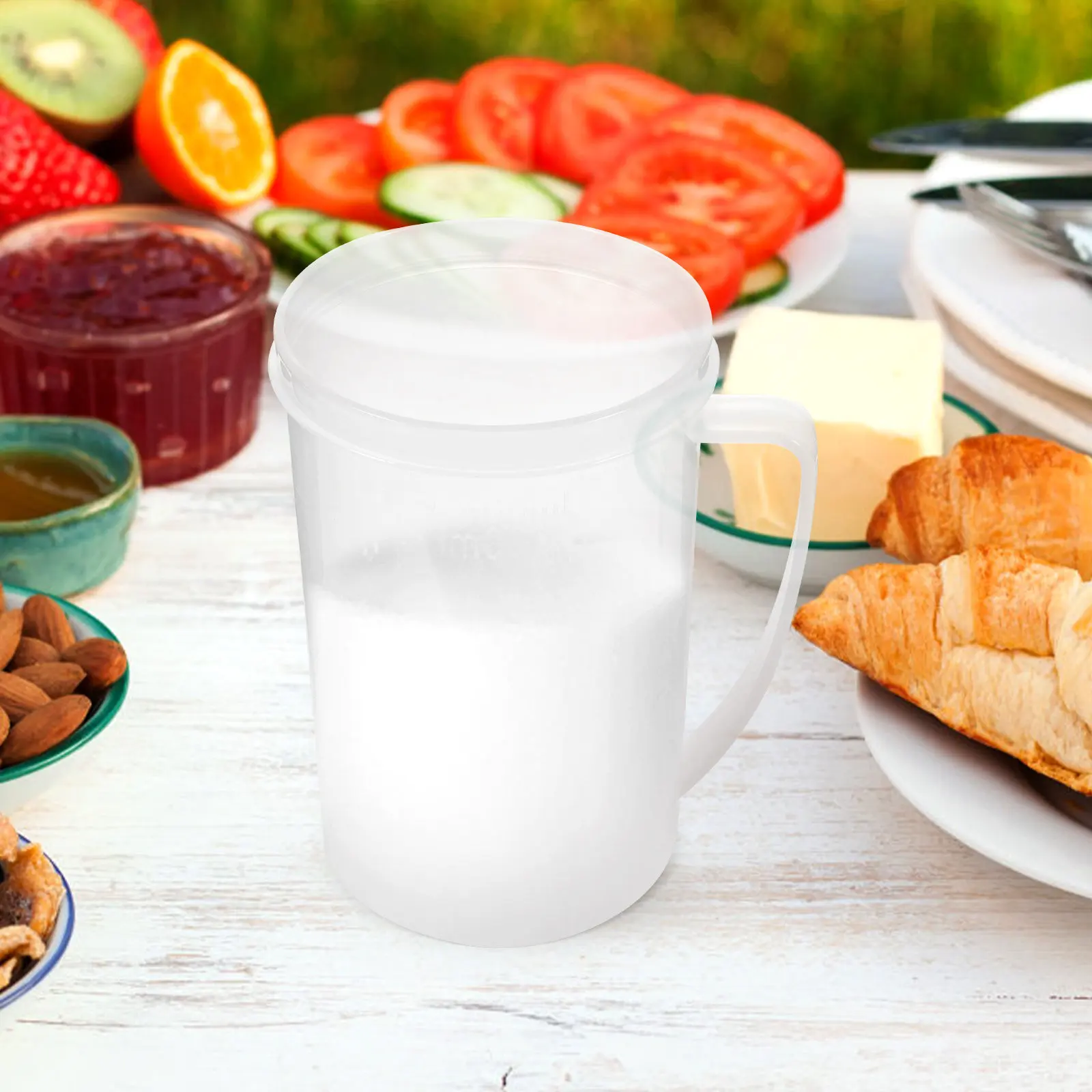 2Pcs Microwave Safe Breakfast Cups PP Plastic Milk Cups with Vent Lid for Hot Milk Coffee Tea Oatmeal Cereal Heating Retain