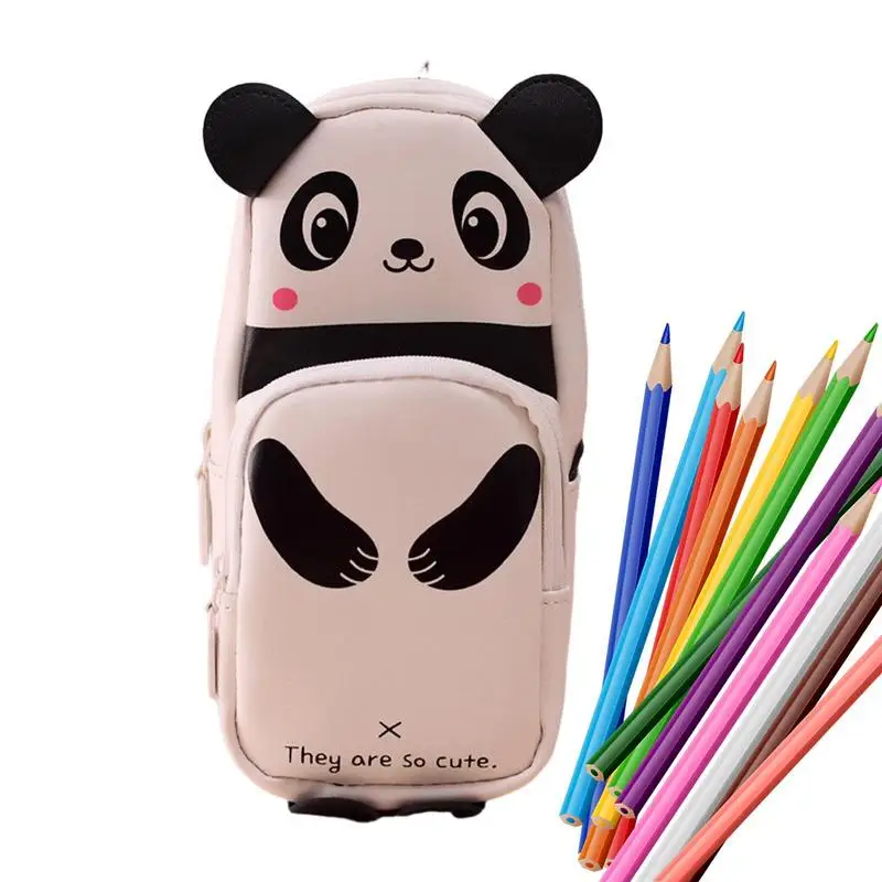 Makeup Holder Case Large Panda Stationery Cosmetics Storage Bag Multifunctional Organization Bag With 2 Compartments For School