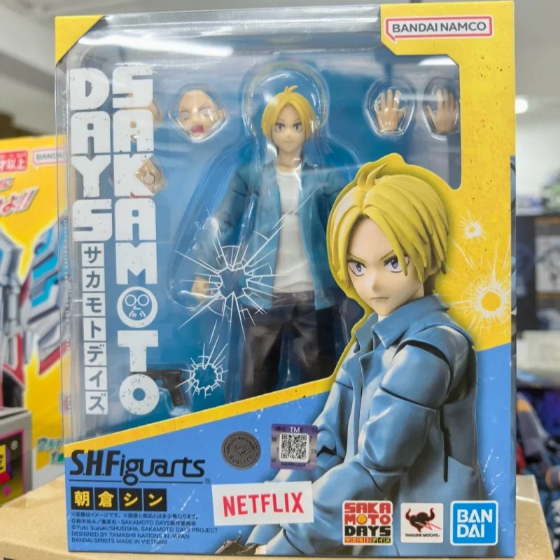 

Original Bandai Shf Sakamoto Days Shin Asakura Suit Figure Finished Model Kit Anime Full Action Birthday Gift Toy